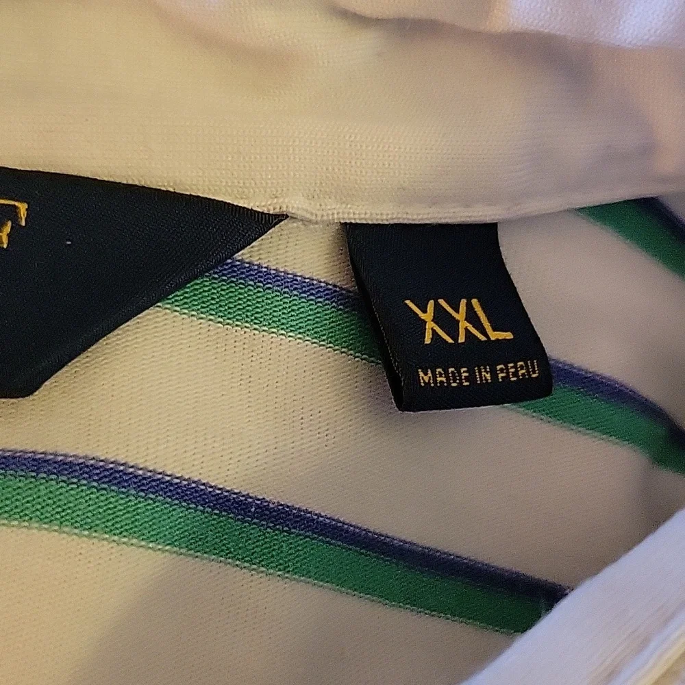 Ralph Lauren Polo Golf Performance short slv short blue green white stripe XXL